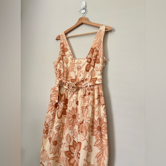 Mango Martina Floral Ivory Rose Belted Midi Dress - Picture 7 of 11